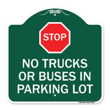 Parking Lot Rules Sign Stop - No Trucks or Buses in Parking Lot (With Stop Symbol)
