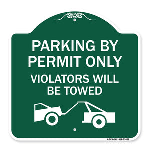 Parking by Permit Only Violators Will Be Towed (Towing Symbol)