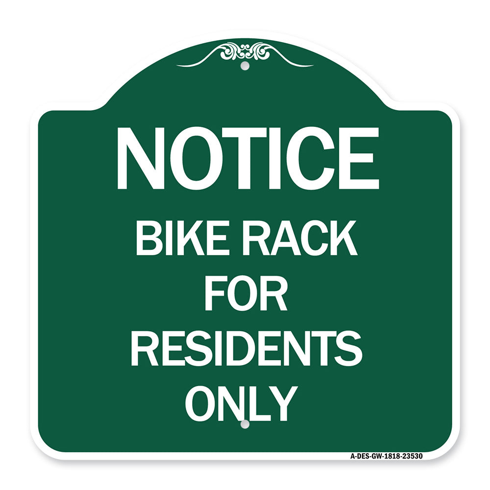 Notice Sign Bike Rack for Residents Only