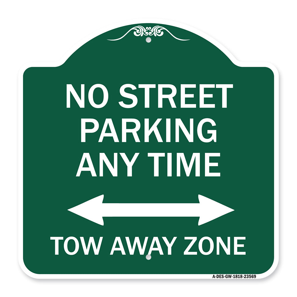No Street Parking Anytime Tow Away Zone (With Bidirectional Arrow)