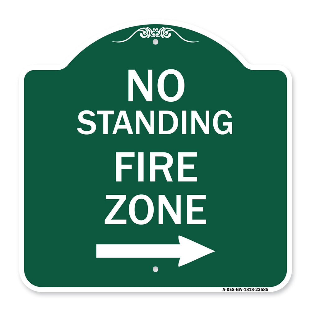 No Standing Fire Zone with Right Arrow
