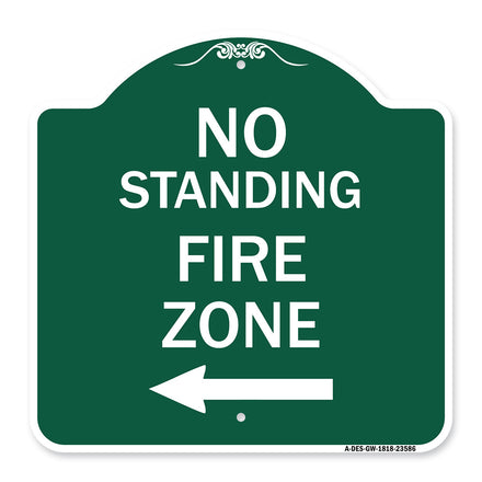 No Standing Fire Zone with Left Arrow