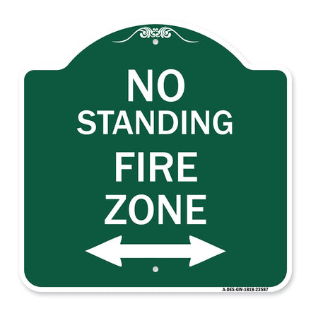 No Standing Fire Zone with Bidirectional Arrow