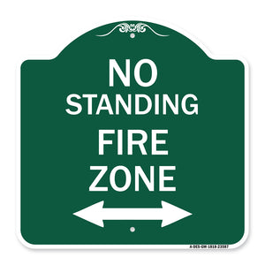 No Standing Fire Zone with Bidirectional Arrow