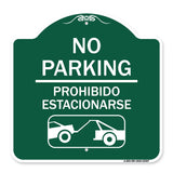 No Parking Prohibido Estacionarse (With Car Tow Graphic)