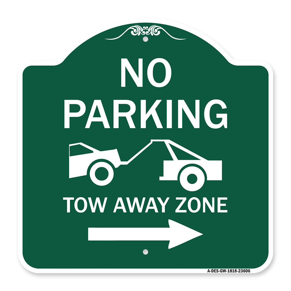 No Parking Tow-Away Zone with Right Arrow