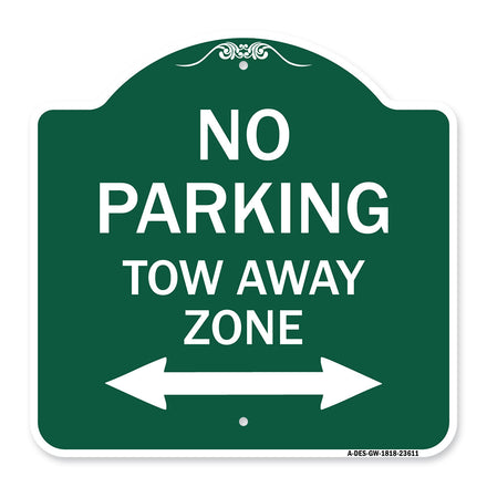 No Parking Tow Away Zone with Bidirectional Arrow