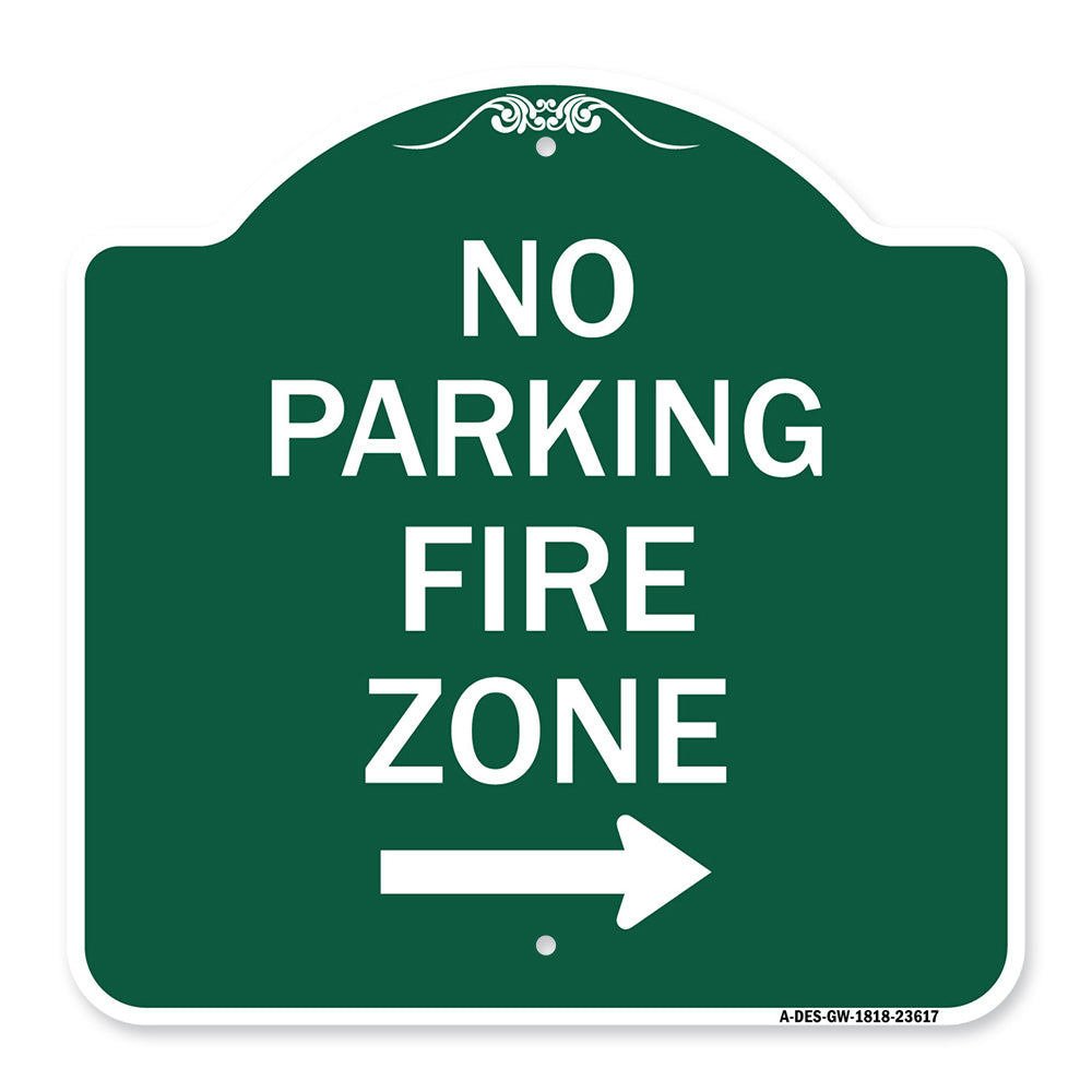 No Parking Fire Zone with Right Arrow