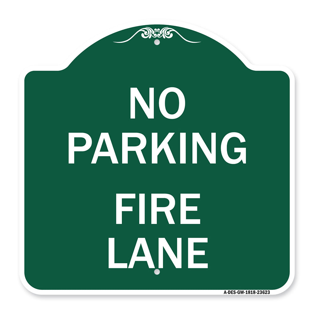 No Parking Fire Lane with Striped Border