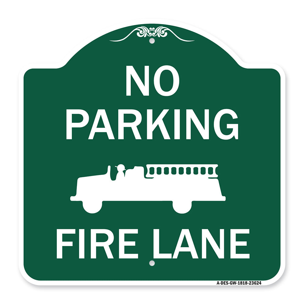 No Parking Fire Lane with Graphic