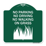 No Parking Driving or Walking on Grass