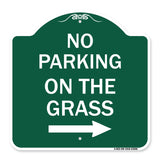 No Parking on the Grass with Right Arrow