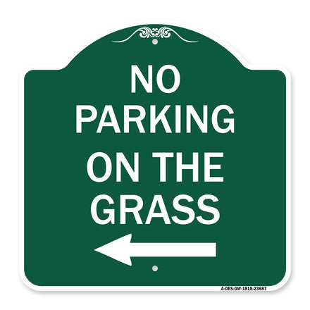 No Parking on the Grass with Left Arrow