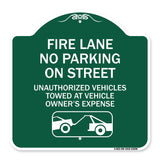 No Parking on Street Unauthorized Vehicles Towed at Vehicle Owner's Expense (With Car Tow Graphic)