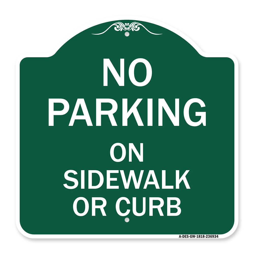 No Parking on Sidewalk or Curb