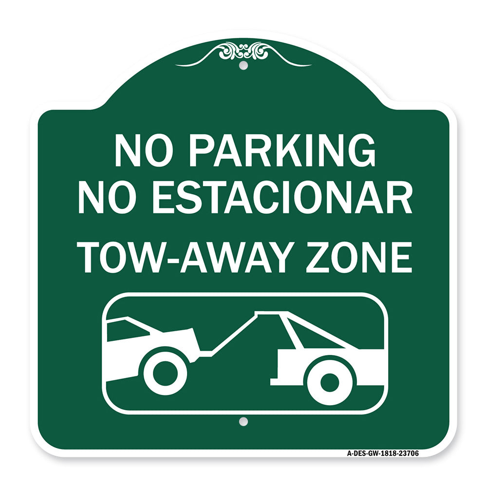 No Parking No Estacionar Tow Away Zone (With Graphic) Directional Arrow) Tacionamiento Zona De Cargamento