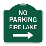 No Parking Fire Lane (With Right Arrow)