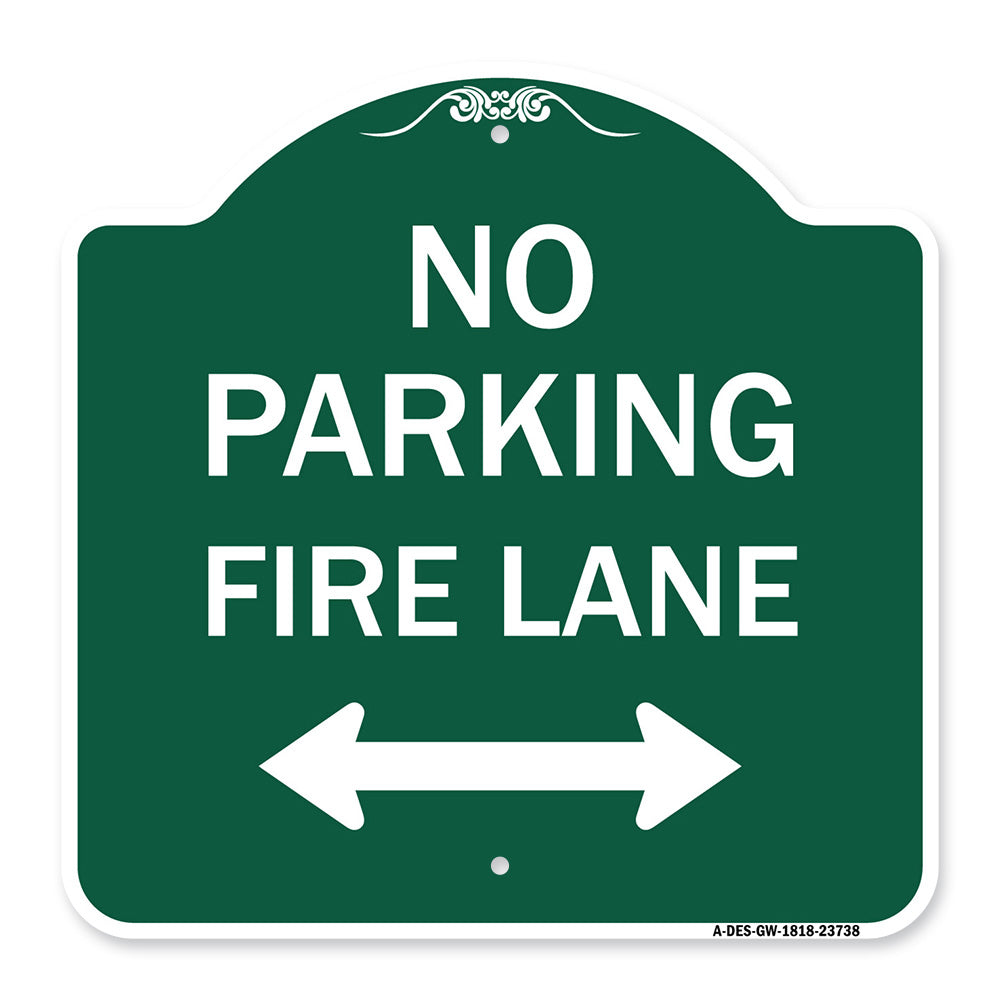 No Parking Fire Lane (With Bidirectional Arrow)