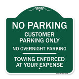 No Parking Customer Parking Only No Overnight Parking - Towing Enforced at Your Expense