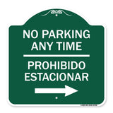 No Parking Anytime Prohibido Estacionar (With Right Arrow)