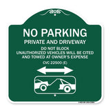 No Parking - Private and Active Driveway Do Not Block Unauthorized Vehicles Will Be Cited and Towed at Owner's Expense