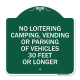 No Loitering Camping Vending or Parking of Vehicles 30 Feet or Longer