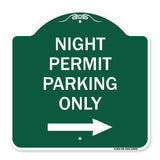 Night Permit Parking Only (With Right Arrow)