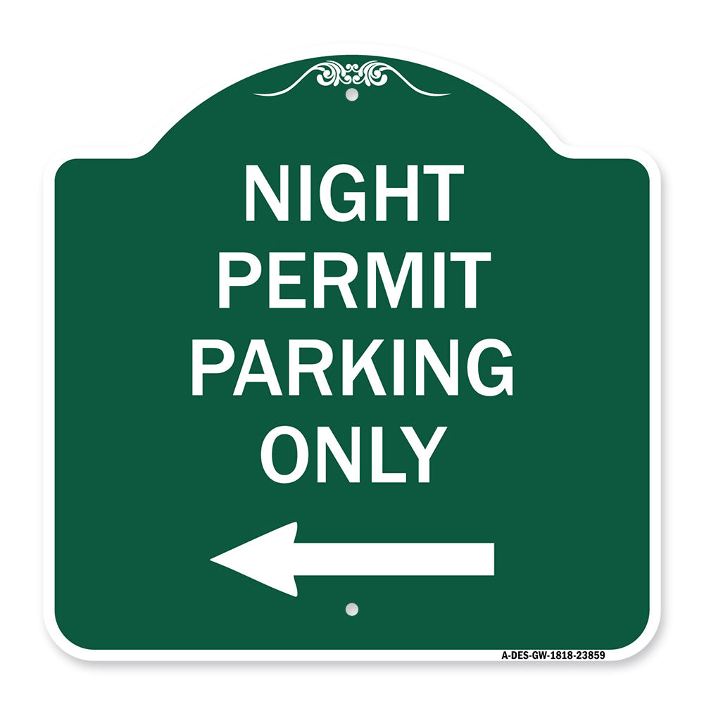 Night Permit Parking Only (With Left Arrow)