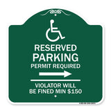 Modern Isa Symbol) Connecticut Reserved Parking Permit Required Violators Will Be Fined Min $150 (With Right Arrow)