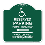 Modern Isa Symbol) Connecticut Reserved Parking Permit Required Violators Will Be Fined Min $150 (With Left Arrow)