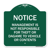 Management Is Not Responsible for Theft or Damage to Vehicles or Contents