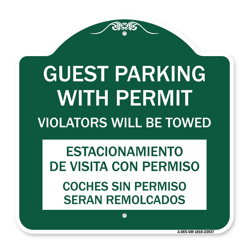 Guest Parking with Permit Violators Will Be Towed Estacionamento De Visita Con Permiso Coches Sin Permiso Seran Remolcadoa
