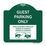 Guest Parking Only Unauthorized Vehicles Towed at Owner Expense with Graphic