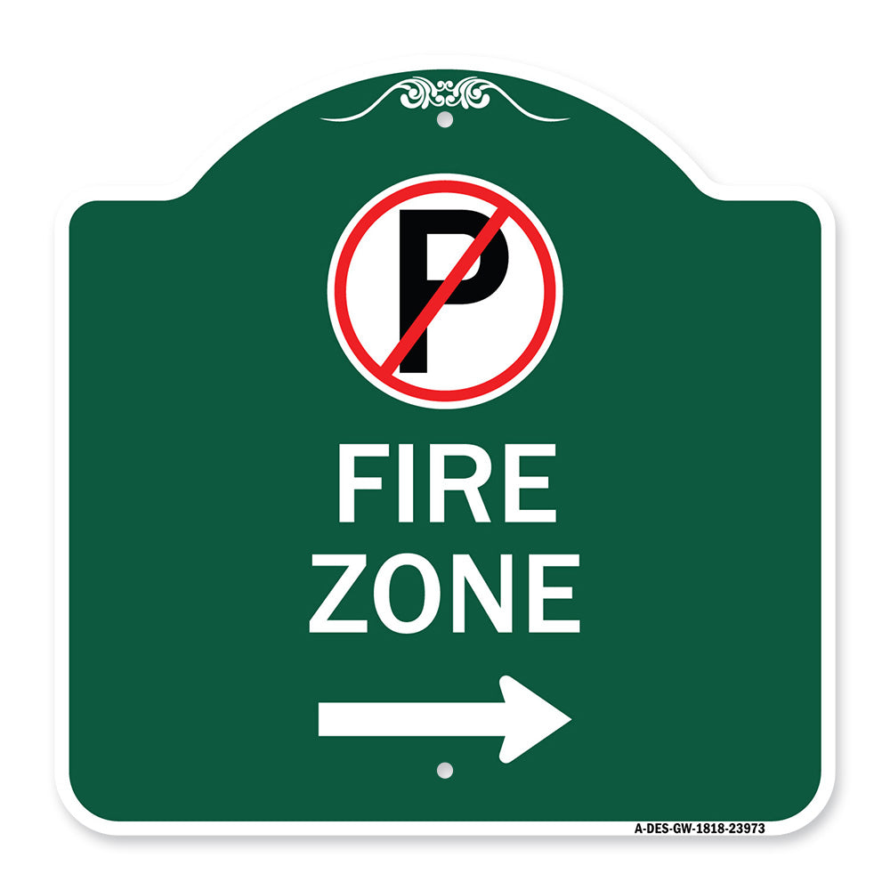 Fire Zone (No Parking Symbol and Right Arrow)