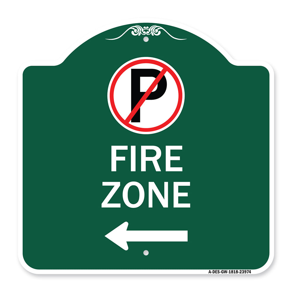 Fire Zone (No Parking Symbol and Left Arrow)