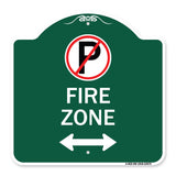 Fire Zone (No Parking Symbol and Arrow Pointing Left and Right)