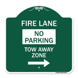 Fire Lane Tow-Away Zone with Right Arrow