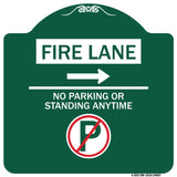 Fire Lane - No Parking or Standing Anytime (With No Parking Symbol and Right Arrow)