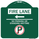 Fire Lane - No Parking or Standing Anytime (With No Parking Symbol and Left Arrow)