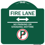 Fire Lane - No Parking or Standing Anytime (With No Parking Symbol and Bidirectional Arrow)
