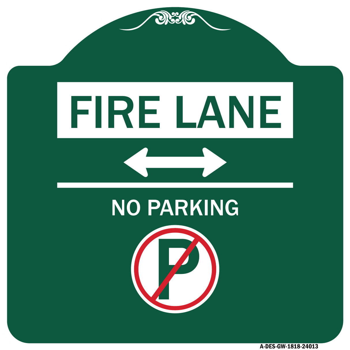 Fire Lane - No Parking (With No Parking Symbol and Bidirectional Arrow)