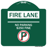 Fire Lane - No Parking $250 Fine (With No Parking Symbol)