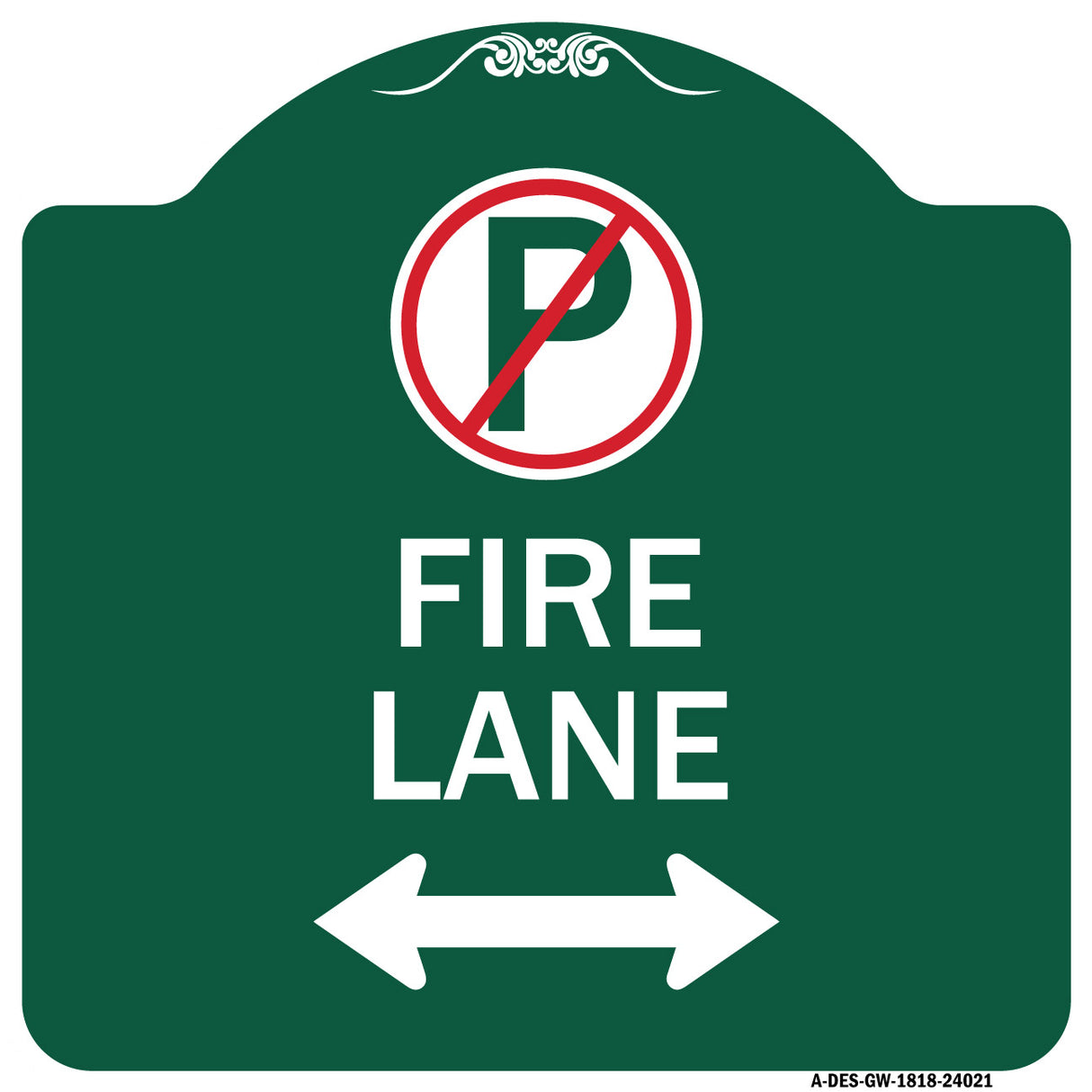 Fire Lane (No Parking Symbol and Arrow Pointing Left and Right)