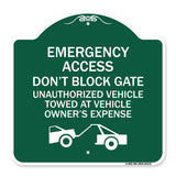 Emergency Access Don't Block Gate Unauthorized Vehicles Towed at Vehicle Owner's Expense (With Car Tow Graphic)