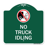 Driveway Sign No Truck Idling with Graphic