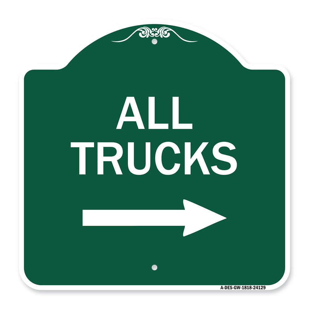 Driveway Sign All Trucks with Right Arrow