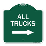 Driveway Sign All Trucks with Right Arrow