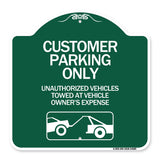 Customer Parking Only Unauthorized Vehicles Towed at Owner Expense with Graphic