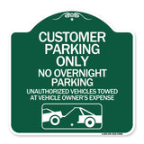 Customer Parking Only No Overnight Parking Unauthorized Vehicles Towed at Owner Expense with Graphic