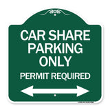 Car Share Parking Only Permit Required with Bidirectional Arrow